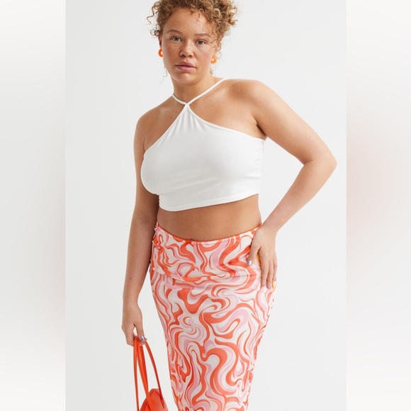 H&M | Plus-Size Knee Length Mesh Skirt Orange, Pink and White Swirl Pattern (4X) - Picture 10 of 11